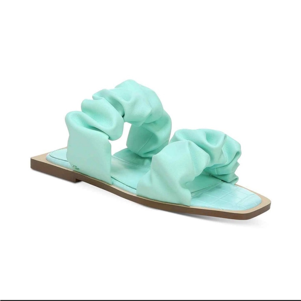 Iggy Mint Greet by Sam Edelman Mint Ruched Double-Strap Slide Sandal